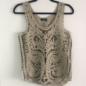 Sheer Gold Lace Tank